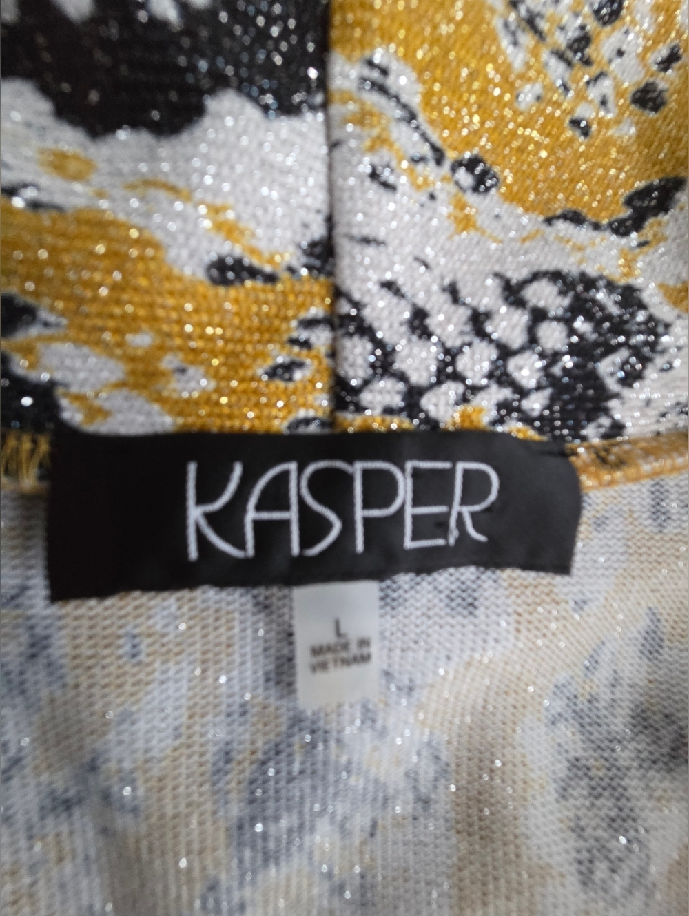 NWT Kasper Gold Snake-Print Open Front Cardigan Sweater Size L - Picture 12 of 15
